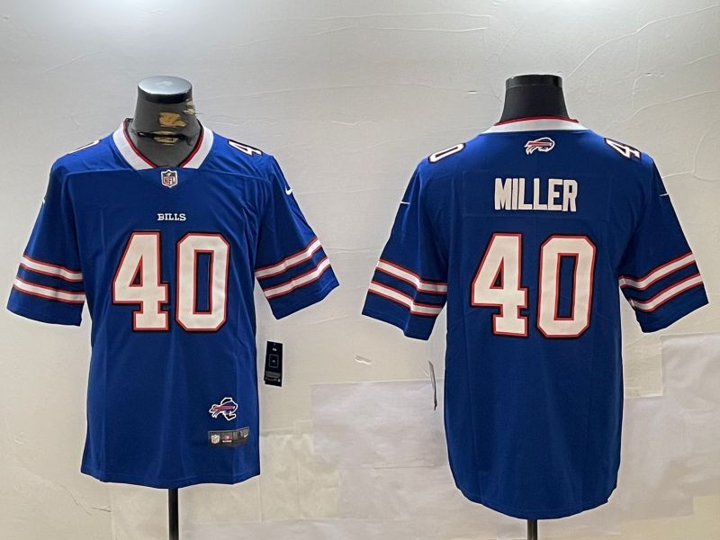 Men Buffalo Bills 40 Miller Blue Second generation 2024 Nike Limited NFL Jersey style 2
